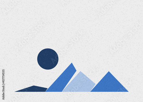 Geometric Mountains silhouette landscape art poster illustration