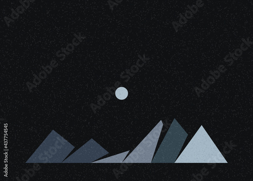 Geometric Mountains silhouette landscape art poster illustration