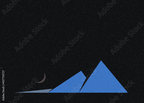 Geometric Mountains silhouette landscape art poster illustration