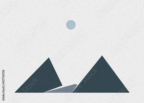 Geometric Mountains silhouette landscape art poster illustration
