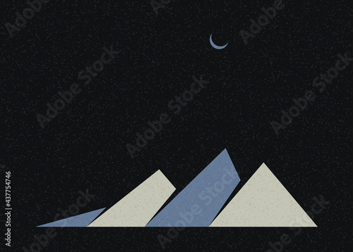 Geometric Mountains silhouette landscape art poster illustration