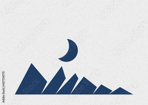 Geometric Mountains silhouette landscape art poster illustration