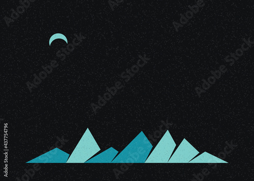Geometric Mountains silhouette landscape art poster illustration