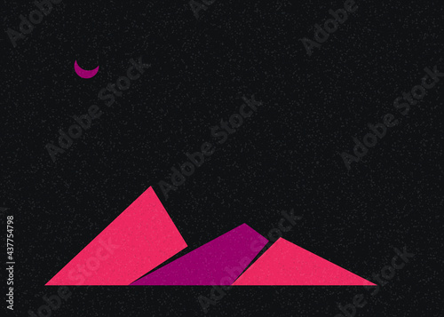 Geometric Mountains silhouette landscape art poster illustration