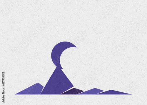 Geometric Mountains silhouette landscape art poster illustration