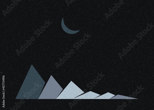 Geometric Mountains silhouette landscape art poster illustration