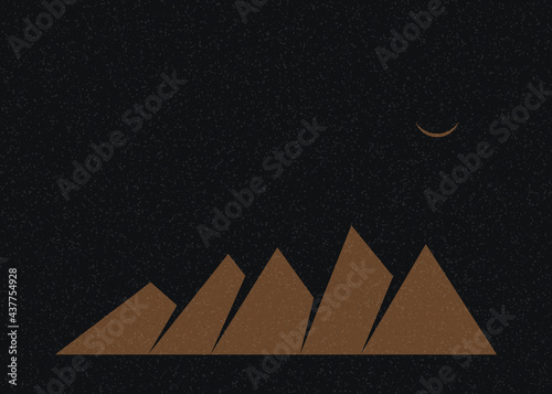 Geometric Mountains silhouette landscape art poster illustration
