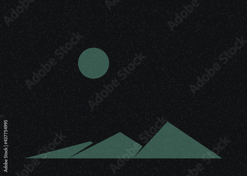 Geometric Mountains silhouette landscape art poster illustration