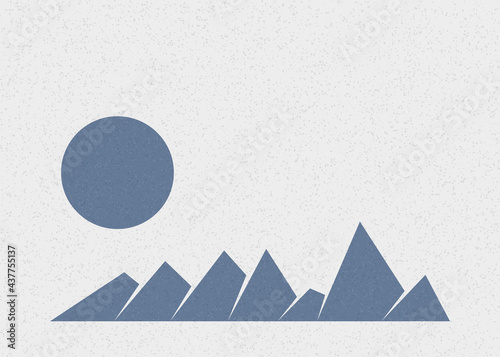 Geometric Mountains silhouette landscape art poster illustration