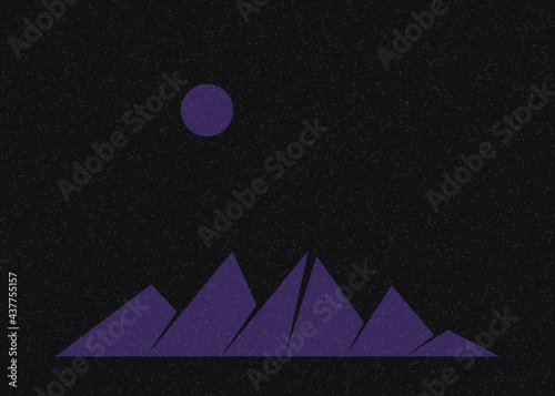 Geometric Mountains silhouette landscape art poster illustration