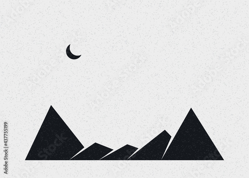 Geometric Mountains silhouette landscape art poster illustration