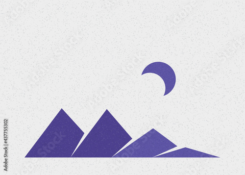 Geometric Mountains silhouette landscape art poster illustration