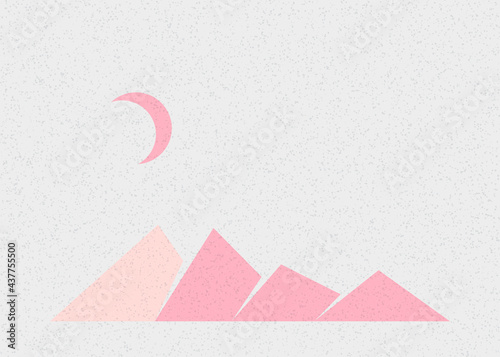 Geometric Mountains silhouette landscape art poster illustration