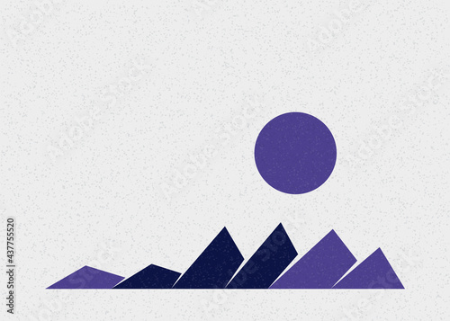Geometric Mountains silhouette landscape art poster illustration