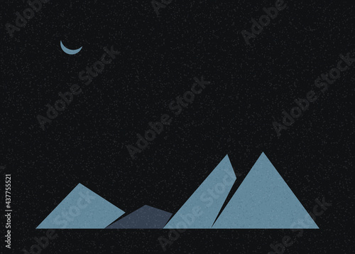 Geometric Mountains silhouette landscape art poster illustration