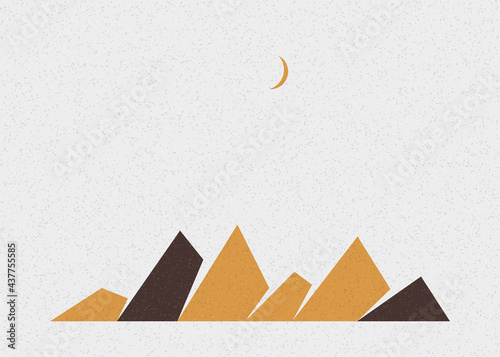 Geometric Mountains silhouette landscape art poster illustration