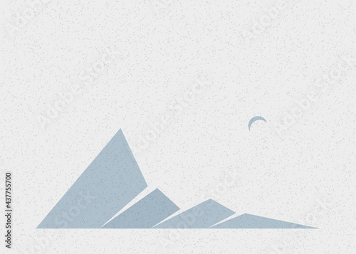 Geometric Mountains silhouette landscape art poster illustration