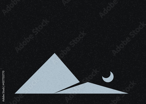 Geometric Mountains silhouette landscape art poster illustration