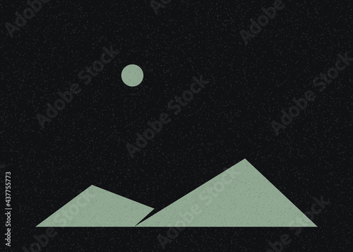 Geometric Mountains silhouette landscape art poster illustration