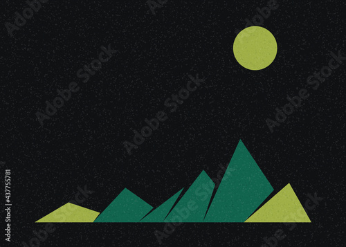 Geometric Mountains silhouette landscape art poster illustration