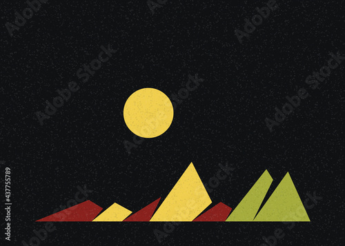 Geometric Mountains silhouette landscape art poster illustration