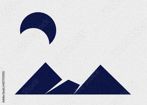 Geometric Mountains silhouette landscape art poster illustration