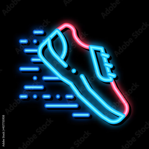 Sportive Sneaker neon light sign vector. Glowing bright icon Sportive Sneaker sign. transparent symbol illustration
