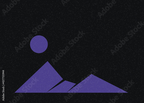 Geometric Mountains silhouette landscape art poster illustration