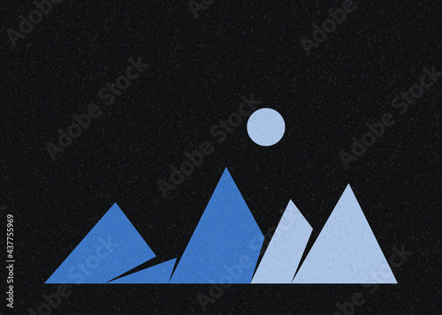 Geometric Mountains silhouette landscape art poster illustration