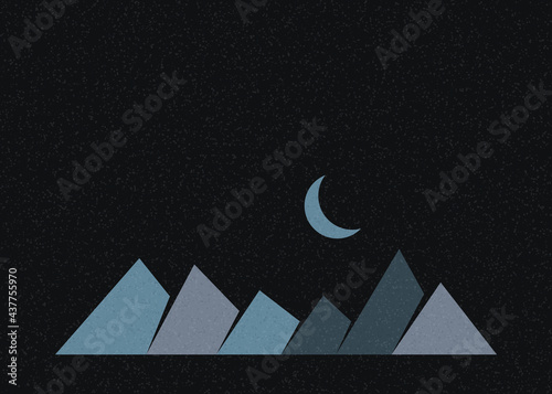 Geometric Mountains silhouette landscape art poster illustration