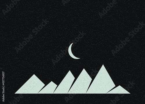 Geometric Mountains silhouette landscape art poster illustration