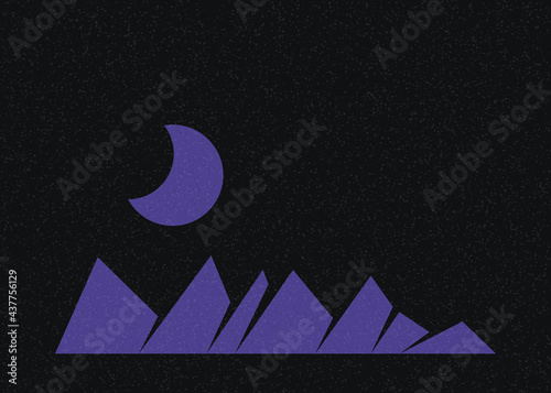 Geometric Mountains silhouette landscape art poster illustration