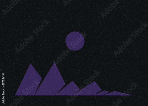 Geometric Mountains silhouette landscape art poster illustration