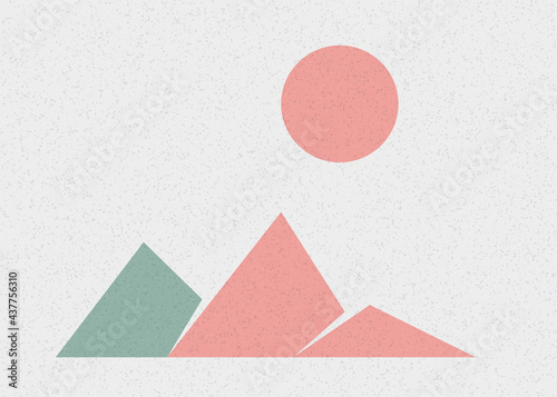 Geometric Mountains silhouette landscape art poster illustration