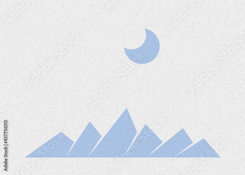 Geometric Mountains silhouette landscape art poster illustration
