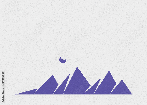 Geometric Mountains silhouette landscape art poster illustration