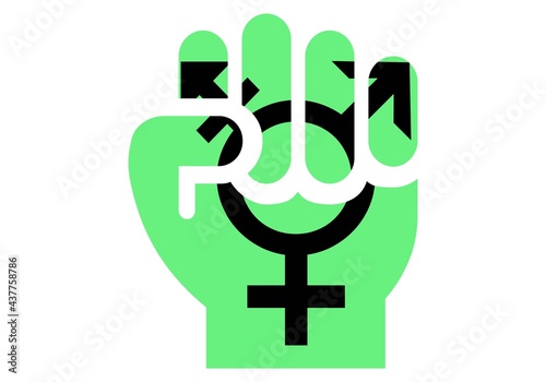 Israelíes transgénero  en lucha. Puño cerrado con la bandera israelí transgénero. Día del orgullo