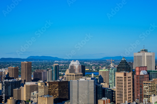 Montreal scenic panorama of the city at sunset. Montreal  Quebec  Canada.
