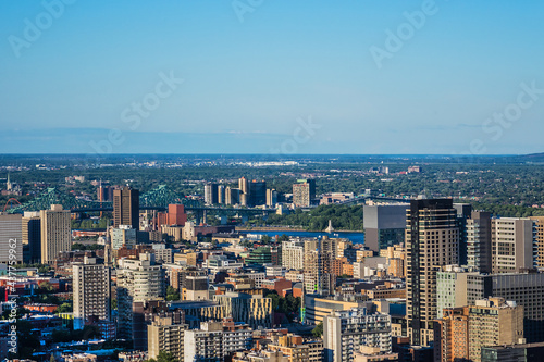 Montreal scenic panorama of the city at sunset. Montreal  Quebec  Canada.