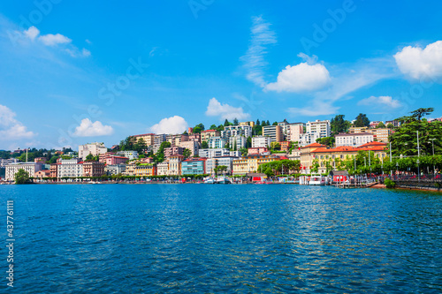 Lugano lake and city  Switzerland