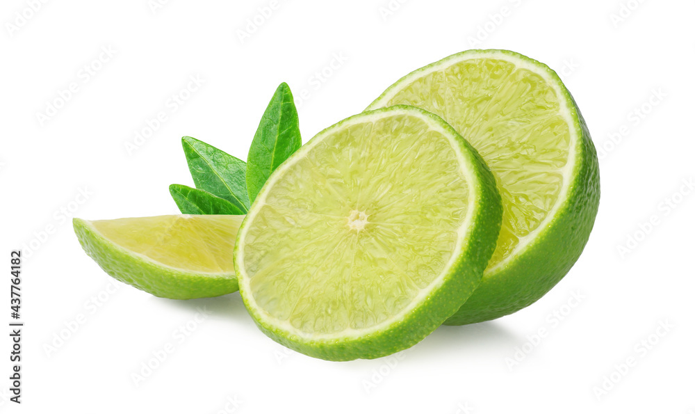 Lemon lime, cut, isolated on a white background