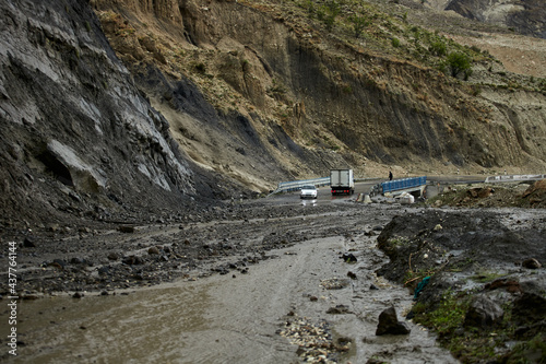 The consequences of the mudslide, came down the road