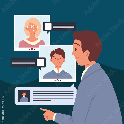 people interview talk on video call
