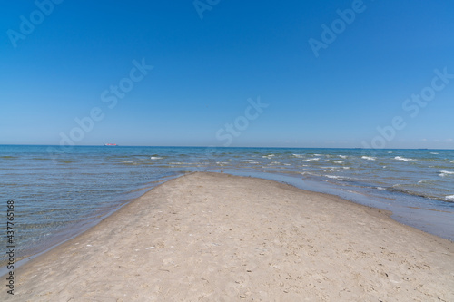 view of the sand bar that is the northern tip of Denmark where the Baltic Sea and the North Sea meet