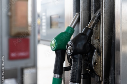 Fuel dispenser or fuel injector. Gas pump petrol station.