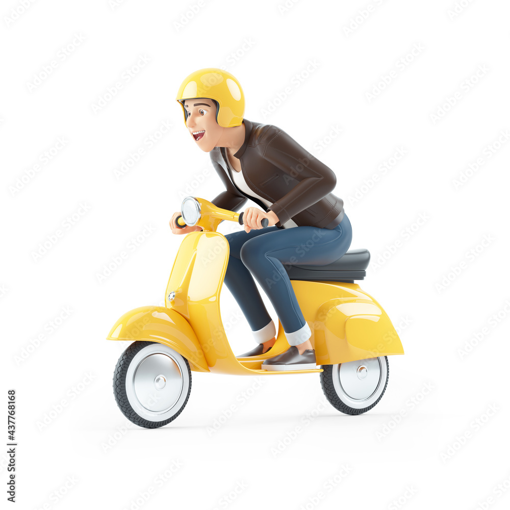 3d cartoon man riding a scooter 3d cartoon man riding a scooter