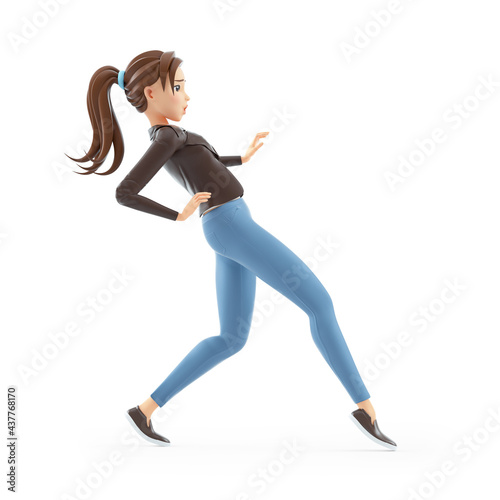 Принти на полотні 3d cartoon woman walking on tiptoe