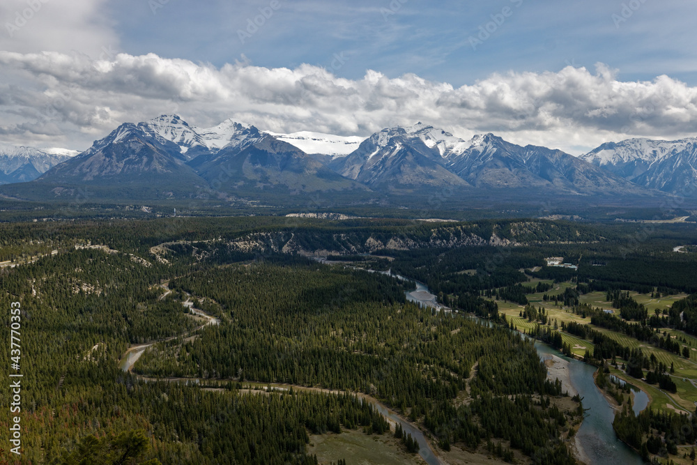 Canadian landscape with rocky mountains and rivers