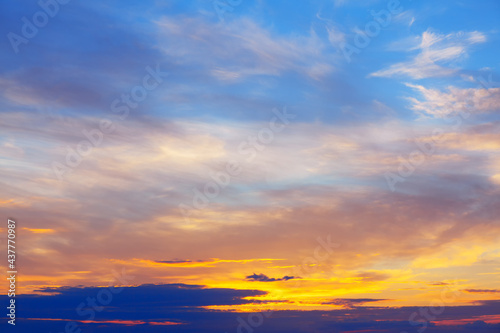 Colorful sky in the morning . Dawn soft light