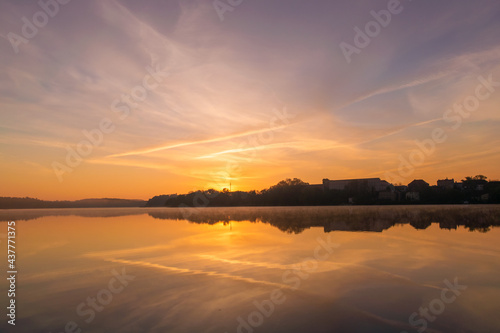 sunrise scenery with a lake (Brandenburg, Germany) photo